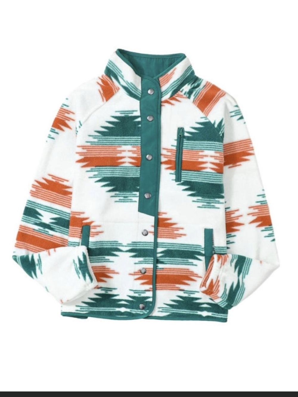 SELINK Southwestern Geometric Fleece Snap Jacket NWT Large